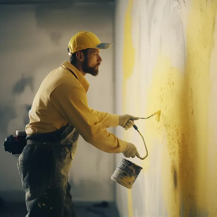 Pintura exterior en fachada de vivienda unifamiliar en Bizkaia